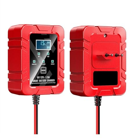 Chargeur de Batterie, Chargeur de maintien de batterie intelligent 6V/12V for voiture, camping-car, camion et moto(Rot)