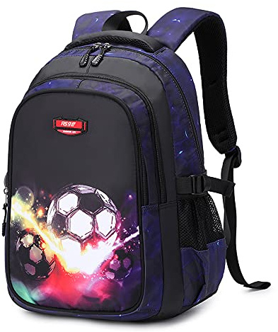 Asge Schulrucksack Jungen Teenager Schultaschen Mädchen Ranzen Ergonomischem Kinder Rucksäcke Fußball Druck Schulranzen für 8 10 16 Jahre School Bags for Boys Wasserdicht Groß für Schule
