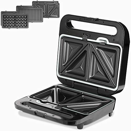 MONZANA® Griglia Tostapane 1000W 3 in 1 XXL Rivestimento Antiaderente Sandwich Maker Piastra Elettrica per Cialde Panini Carne