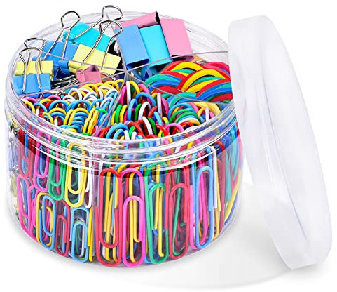 Trombones Bureau, Sopito 300 Pièces Fourniture Bureau Trombones Fantaisie Boîte De Pinces à Papier Multi-fonctions Binder Clips Trombones Punaises Pour Fournitures Et Scolaires