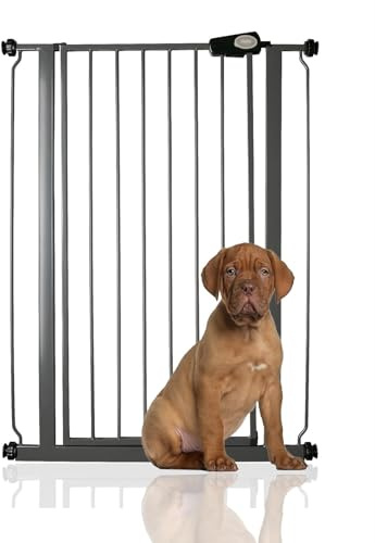 Bettacare Extra Tall Pressure Installed Premium Pet Gate, 75cm - 83cm, Slate Grey, Pressure Fit Stair Gate for Dog, Safety Barrier for Puppy, Easy Installation