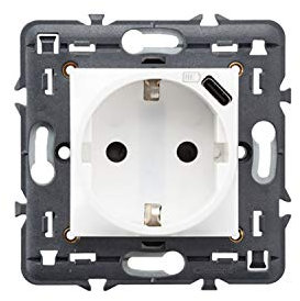 Schuko Steckdose 2P+T+USB Typ C 1,5A Legrand 741234 Serie Valena Next weiß