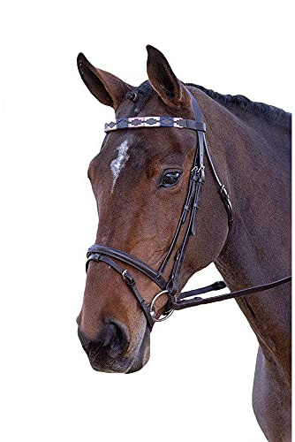 Shires Blenheim Polo-Stirnband, Leder, Pink / Naturfarben / Marineblau