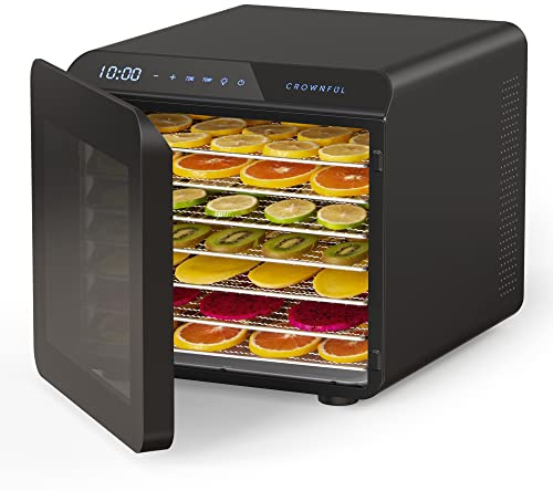 CROWNFUL Food Dehydrator Machine, 7 Stainless Steel Trays, Large Drying Space Dehydrated Dryer, Adjustable Timer and Temperature Control, Dryer for Jerky, Fruit, Meat, Herbs, 30+ Free Online Recipes