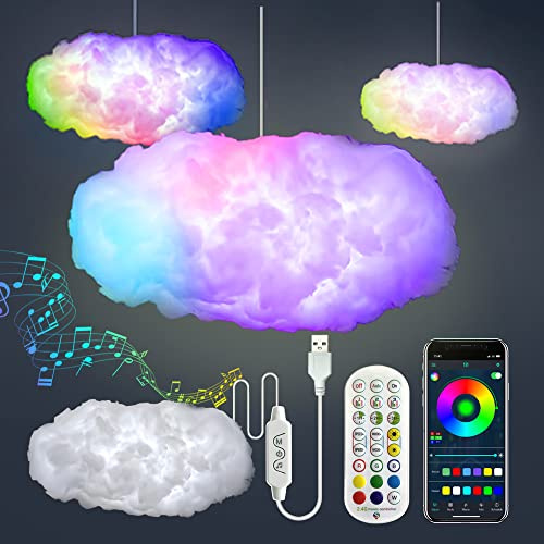 3D-Lightning-Lightning-Set,Musiksynchronisation, mehrfarbig,Lichtleiste wechselnd,360 Grad, kabellose Fernbedienung, App, kein Basteln,Dekorationen für Erwachsene und Kinder, Innenbereich,Zuhause