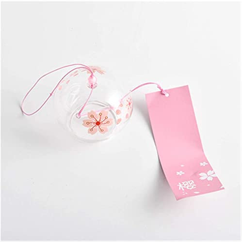 Habiba Décoratif Carillons éoliens Japonais Sakura Style Verre Fleur de Cerisier Suspendus Cloches Sonnette Mignon Fille Maison Pendentif décoration Vent Cloche Cadeau