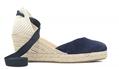 Alpargata Valenciana in camoscio con cuneo a 5 corde e chiusura a nastro basso - ALPARGATUS - Made in Spagna, Blu navy, 37 EU