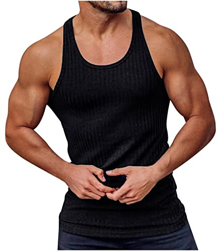 2023 Camisetas de Tirantes Hombre,Verano Moda Hombre básica Casual Deporte gym Chaleco Camiseta sin mangas Original Slim Fit Camisetas de Tirantes Color sólido Top Shirts camisas Fitness Camiseta
