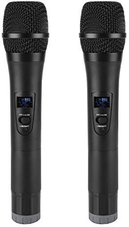 Acouto 1 à 2 Microphone à Main sans Fil VHF Universel VHF Universel avec Récepteur pour Réunion d'affaires karaoké Noir (Noir)