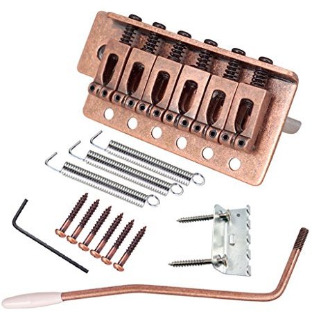 Tremolo-Steg für E-Gitarre, 6 Saiten, mit Whammy-Stange, Rot / Kupfer