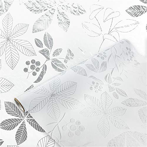 Fensterfolie selbsthaftend 90x100 cm | Statische Sichtschutzfolie ohne Kleber aus PVC | Selbsthaftende Glasfolie für Lichtdurchlass und Privatsphäre | Fensterfolie statisch haftend | Felicia