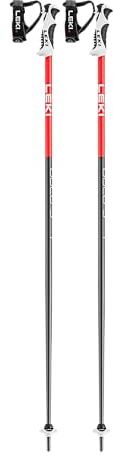 LEKI Bold S Lightweight Aluminum Ski Poles for Alpine Skiing - Dark Anthracite-Bright Red-White - 130 cm