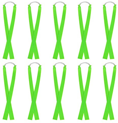Dibotell 10 Pieces Flat Slingshot Rubber Bands 1mm Thickness Slingshot Replacement Bands Hunting Catapult Rubber Band Highly Elastic Powerful Slingshot Flat Band for Hunting Shooting Game, Green