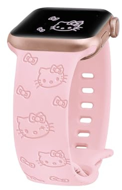 Engraved Band Compatible with Apple Watch mm 40, 41, 42, 44, 45, 38, 49 for Women, Cute Cartoon Cat Soft Silicone Strap for iWatch Series 9, 8, 7, 6, 5, 4, 3, 2, 1, SE