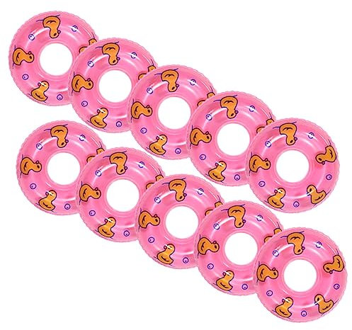 NAMOARLY 10st Entenschwimmring Winzige Schwimmringe Strandschwimmspielzeug Schwimmen Zubehör Armaturenbrett Dekorationen Puppenhausdekoration Mini-schwimmringe Miniatur PVC Kleine Ente