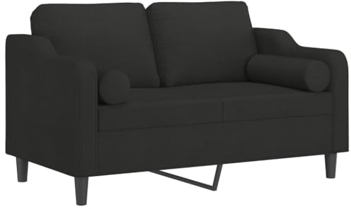 vidaXL Sofa 2 Sitzer, Couch mit Zierkissen, Liegesofa für Wohnzimmer, Polstersofa Sessel Relaxsofa Loungesofa Relaxcouch, Schwarz Stoff