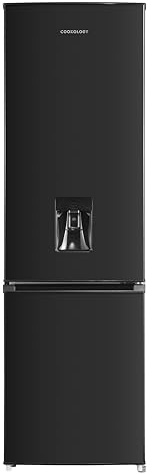 Cookology 268L Freestanding Fridge Freezer, Frost Free System with Water Dispenser, Reversible Doors, Adjustable Shelves and Legs, 4 Star Freezer Rating and Auto Defrost - Black
