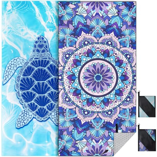 KUOGAS Strandtuch XXL 2er Set 90×180 cm,Groß Schnelltrocknendes Mikrofaser Handtuch, Sandfrei Badetuch,Stranddecke Damen strandhandtuch