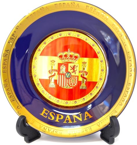 BETTER WITH FRIENDS bandra de España.15.5cm plato decorativo de cocina española, decoración de paredes interiores. España. Chapado en oro. colgado en la pared