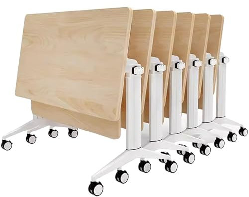 ZNQNDSR Konferenztisch 6 Pcs Klapp Konferenz Tisch Rechteck Treffen Seminar Tische Büro Tagungsraum Flip Top Holz Tisch(27.6x23.6x29.5in)