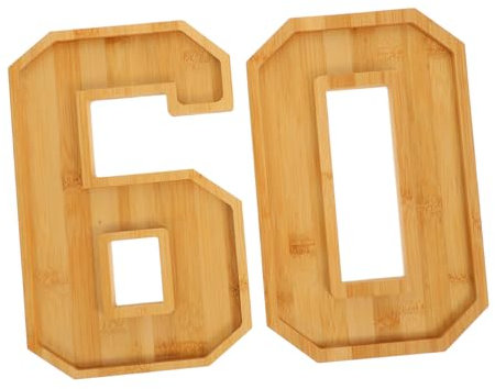 UTHCLO 1 lot de 60 plateaux en bois pour numéro de charcuterie - Plateau décoratif à dessert - Plateau de service en bois en forme de numéro - Plateau à fruits pour aliments