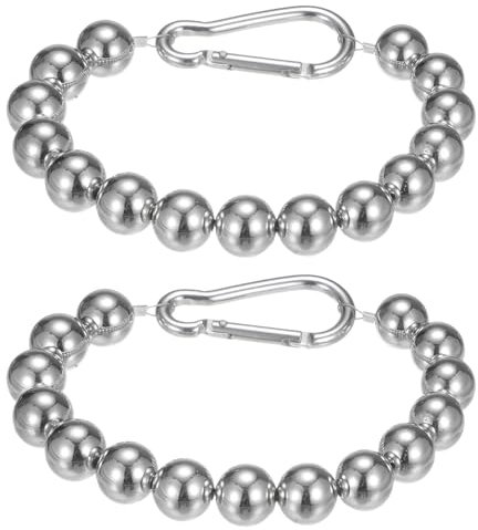 M METERXITY 2 Pack Flagpole Retainer Ring -15 Beads 0.71 Flag Pole Beaded Retainer Ring,Keep Flag Close to Pole with Stainless Steel Cable,Apply to Indoor Outdoor Flagpole(Silver)