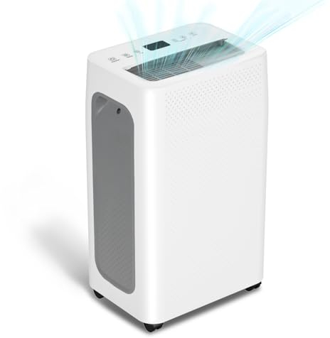 Jiubiaz Luftentfeuchter 26L/Tag, Automatische Entfeuchtung mit 3 Betriebsarten, Digitalanzeige, Ablaufschlauch, Timer 24H, Abtaufunktion, Wassertank 4,5L, Gegen Feuchtigkeit, Schimmel