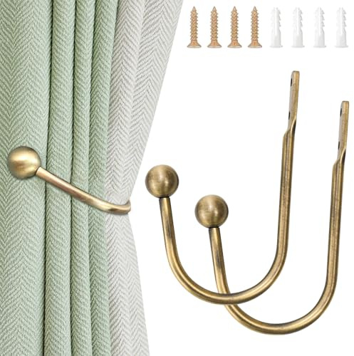 Fzcyuoo 2 Stück Raffhalter, Gardinenhalter Raffhalter, Gardinenhalter, Gardinenhalter Wand, Vorhänge Holdbacks, U-Form Gardinen Raffhalter für Wohnzimmer Schlafzimmer Esszimmer Bäder Küchen Büros