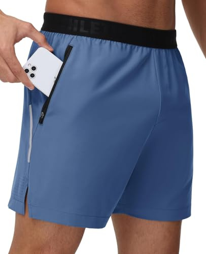 GymBrave Short Sport Homme Course à Pied avec Poche Zippée Léger et Séchage Rapide pour Fitness Bleu M