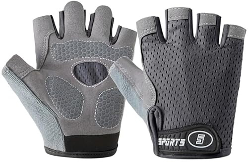 Bawnhaw Kids Fingerless Cycling Gloves Non-Slip Bike Gloves for Boys Girls 3-8T, Grey Breathable Half Finger Toddler Gloves for Biking, Skating, Scooter, Sports