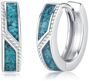 Malachit/Opal/Türkis/Abalone Ohrringe Creolen 925 Sterling Silber Hypoallergen 15mm Huggie Ohringe Schmuck Geschenke