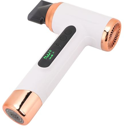 Ejoyous Föhn, 15000 MAh Battery Hair Dryers Rechargeable with LCD Display Hot and Cold Air Temperature and Speed Control for Travel Outdoor Camping (White)