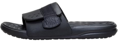 HEYDUDE Men's Wave ALT Slide, Black/Grey Size 9 | Lightweight EVA Sandal with Adjustable Strap and Flexible Travel Ready Outsole