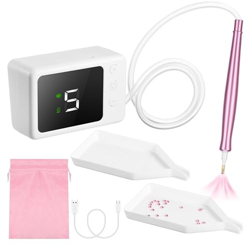 Electric Diamond Painting Pen - 5-Stage Suction with LED Display, Vacuum Diamond Painting Pens Kits Rechargeable, Includes Accessory Pouch & Charger, Long Lasting for Most Diamond Sizes, no Wax Needed