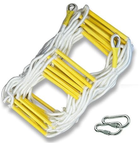 TXLEAPEY Escalera de Cuerda de Rescate de 5 m, Escalera de Escape de 17 pies, Seguridad Laboral de Emergencia, Respuesta contra Incendios, Escalada en Roca, Escape, árbol, protección al Aire Libre