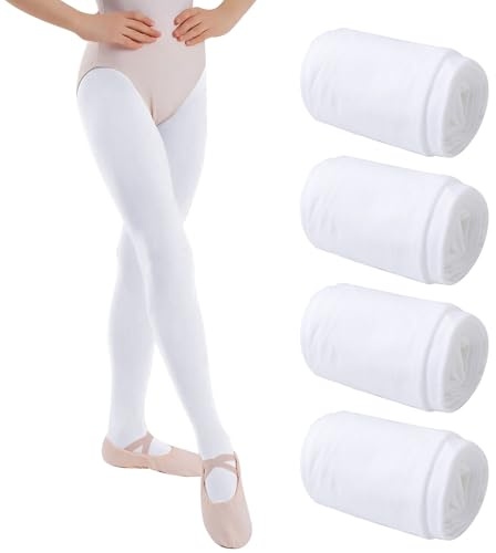 Lancry 4 paia di calze a 40 denari per ragazze, calze in velluto per bambini, calze elastiche da balletto, bianco, 11-14 Jahre