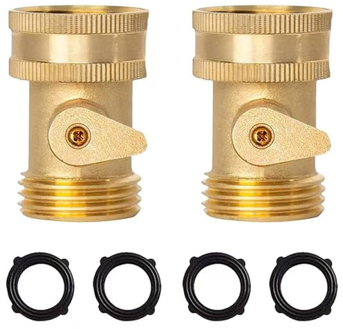 2Set Garden Hose Shut Off Valve 3/4 Inch Solids Brass Hose Shut Off Valve with 4 Rubber Washers Garden Ball for Yard Connect Supplies