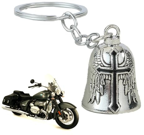 Campanella Moto Guardian Bell,Portafortuna Portachiavi con Campanello da Motociclista Argento Personalizzato per Auto Elettriche Biciclette Moto come Campanello a Forma di Angelo Custode