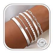 KRFY 5 Pulsera Mujer Plata Oro Conjunto Pulseras Mujer Acero Inoxidable Pulseras Brazalete Ajustable Mujer Pulsera De Cadena Tenis Cierres De Clip Y Circonitas Conjunto Joyas Regalo Para Mujer-S-F