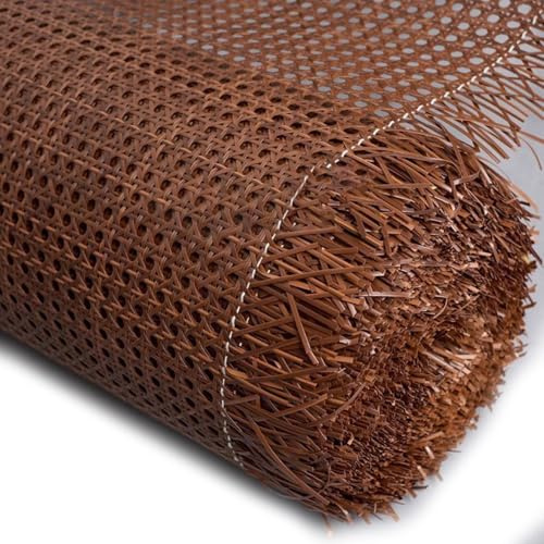 RIBLOR 40cm de Ancho, Rollo de Ratan por Metros, Plástico Sintetico Rejilla Rollo Mimbre para Muebles, Correas de Tela Ratán, Cinta de Caña Tejida para Silla Cesta Bricolaje Marrón(40x300cm)
