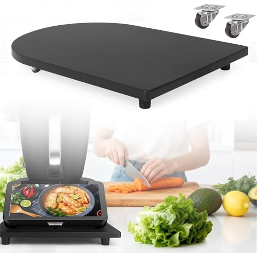 Gleitbrett für Thermomix TM7 mit 360° Rollen, Schnelles Bewegen Rollbrett für Thermomix Vorwerk Küchenmaschine TM7 Zubehör Unterlage Brett, Praktisches Zubehör für Thermomix TM7, Schwarz