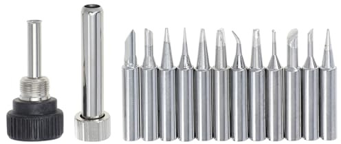 IWOWHERO Kit de 13 Puntas de Soldadura para Estación 936 Puntas de Repuesto Multifuncionales Manguitos Acero Resistente y Duradero para Trabajos de Soldar Profesionales