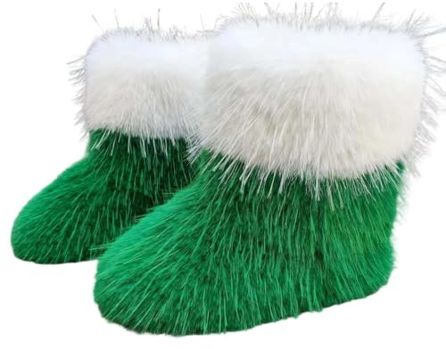 Générique Stivale di Natale da donna e da uomo, alla moda, stivaletto da donna di Natale, peluche caldo, invernale, stivaletti da casa, antiscivolo, stivaletti colorati Patchwork per festa di