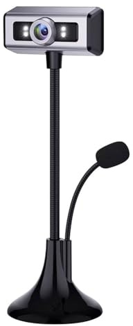 LEIYTFE Webcam Da Tavolo Con Microfono,Telecamera Per Sala Conferenze Webcams USB Con Luce Di Riempimento Per Chiamate Online In Streaming Webcam Per Laptop(1080P)