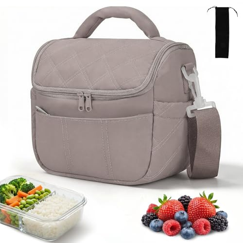 Insulated Lunch Bags for Women - 6.7L Portable Packed Lunch Bag With Shoulder Strap, Reusable Leakproof Picnic Cooler Bag Puffy Thermal Lunch Tote Cool Bag, Womens Lunch Bag for Work Picnic School