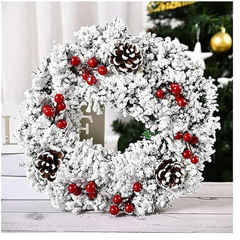 julgirlander, Konstgjord krans 32cmKonstgjord tallkotte snöflinga