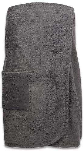 ZOLLNER Kilt da sauna - da donna - grigio - morbido sulla pelle e assorbente - Cotone - con fascia elastica e chiusura a strappo - Misura S/M - Lavabile a 60°C - Certificato OEKO TEX (R)