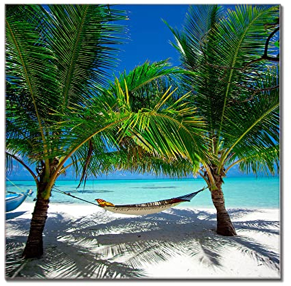 banjado Glas Magnettafel (60 x 40cm) - Magnetwand Glas - Magnetpinnwand als Memoboard - Pinnwand Magnettafel Küche, Büro, Kinderzimmer - Strand