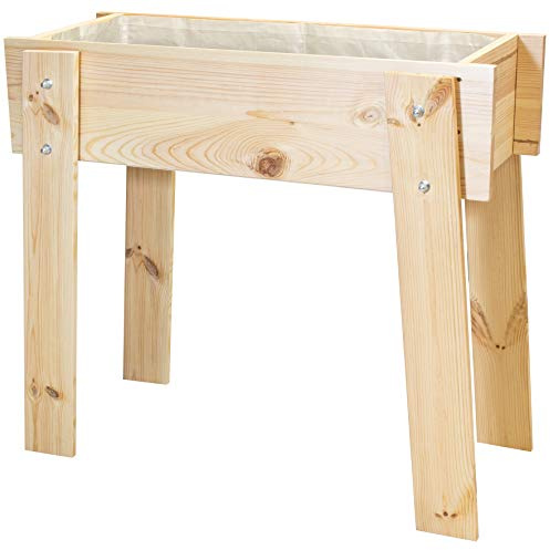 WAGNER GreenFAMILY - Aiuola rialzata - GreenBOX Design - legno di conifera, legno massiccio FSC®, naturale, 82 x 74 x 36 cm, con sacchetto per piante - 25033001