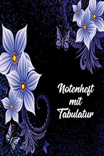 NOTENHEFT mit TABULATUR: DIN A5 Quer für Anfänger und Fortgeschrittene / Blanko NotenBlock / Leere Notenzeilen / Notensystem / für die Schule / Komponist / mit Tabulatur